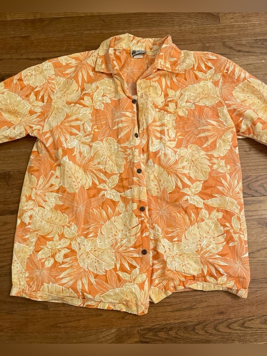 Aloha Republic Other - Aloha Republic Tropical Orange & Cream Hawaiian Button-Up Shirt